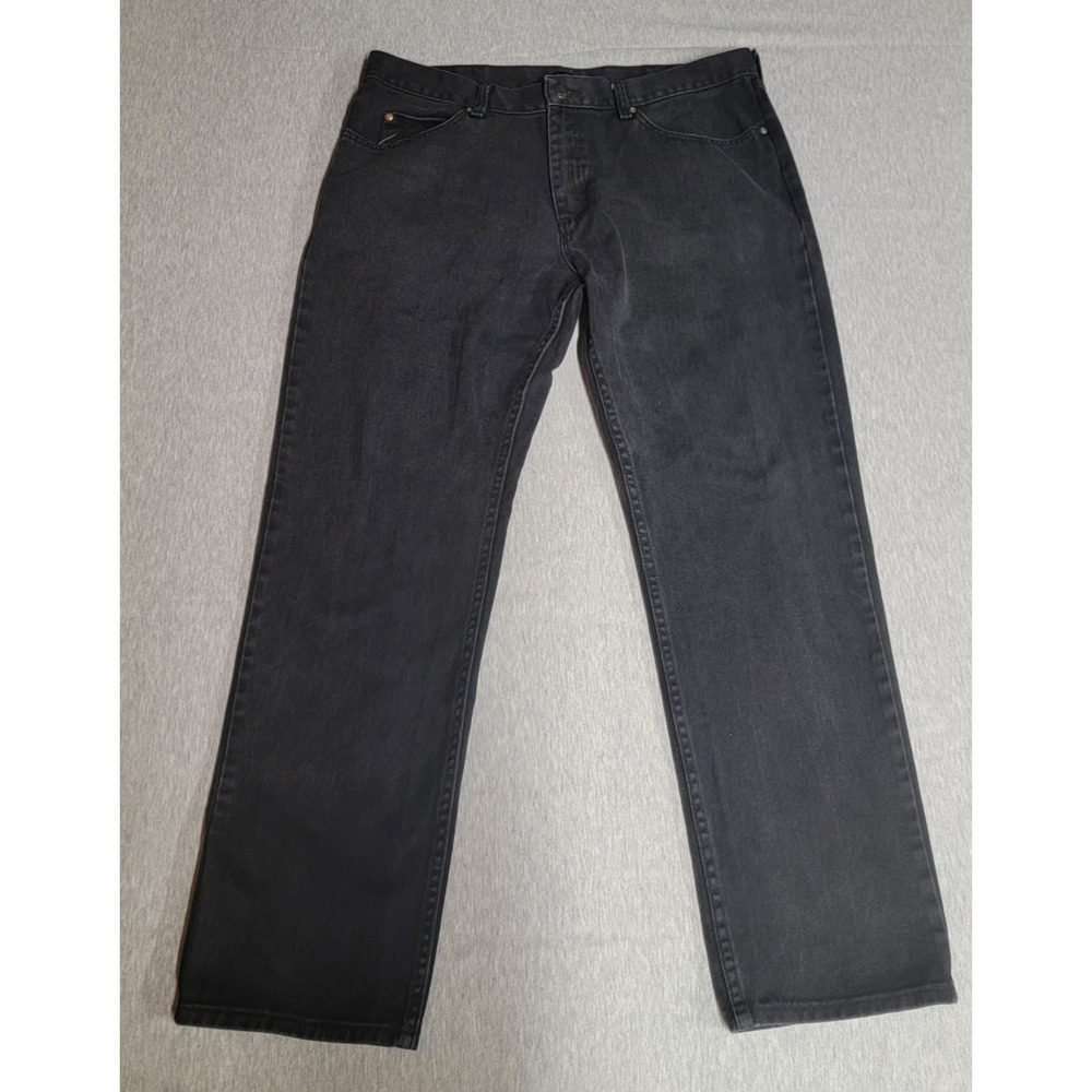 Lee Regular Fit Straight Leg Jeans Mens 38x32 Double Black 100% Cotton Denim